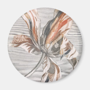 Elegante gestreifte Tulpe Antike Blumenradierung Magnet