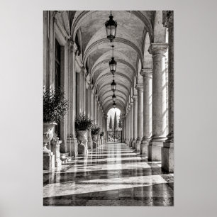 Elegante gewölbte Kolonnaden-Korridor-Wandkunst Poster