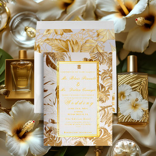 Elegante Gilded Gold Monstera Einladung