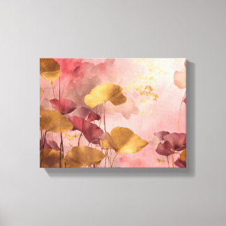 Elegante Ginkgo-Blätter in Rosa und Gold Leinwanddruck