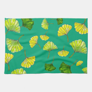 Elegante Ginkgoblätter Küchenhandtuch Botanisch Geschirrtuch