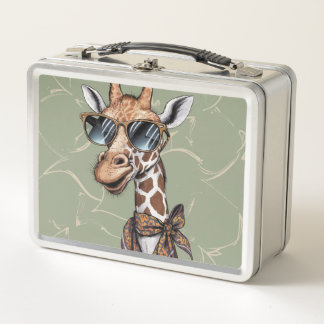 Elegante Giraffe Silhouette Einzigartiges Printdes Metall Brotdose