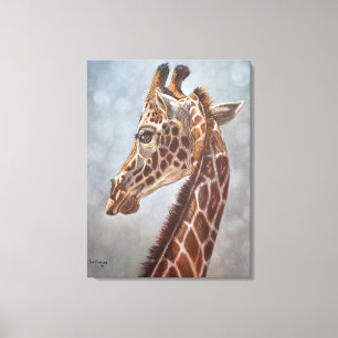 Elegante Giraffenporträtmalerei groß Leinwanddruck
