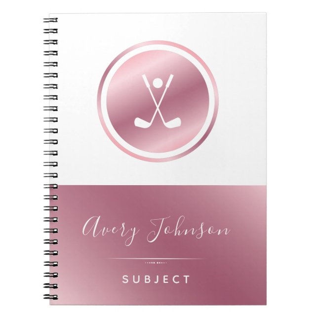 Elegante Girls Golf Golfer Rose Personalisiert Notizblock (Vorderseite)