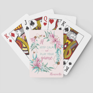 Elegante, girly, florale Typografie-Zitat monogram Spielkarten