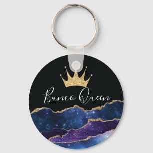 Elegante Girly Glitzer Gold Crown Bunco Queen Schlüsselanhänger