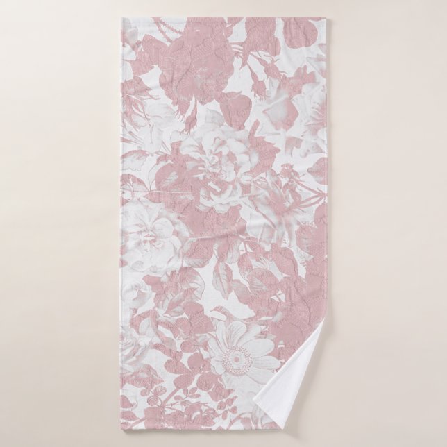 Elegante girly modische rosa korallenrote weiße badehandtuch (Badehandtuch)