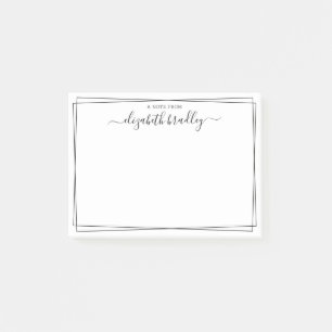 Elegante Girly Monogram Signature Schwarz-weiß Pos Post-it Klebezettel