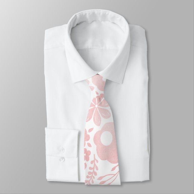 Elegante Girly Rose Gold Blume Krawatte (Gebunden)