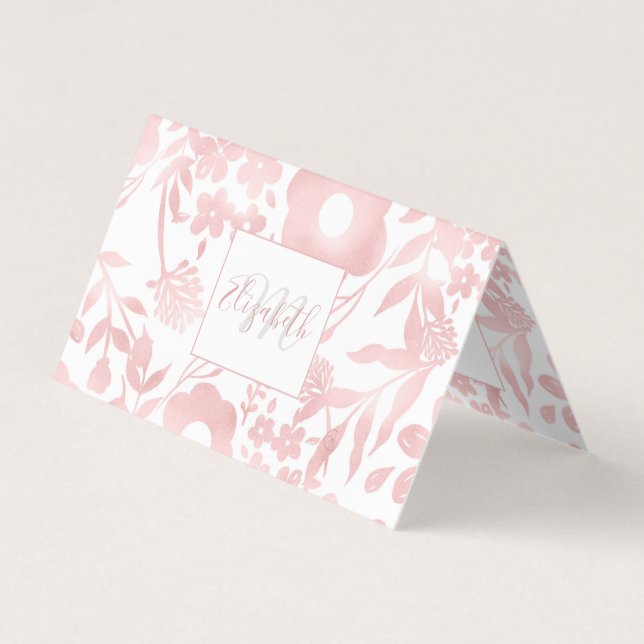 Elegante Girly Rose Gold Blume Visitenkarten (Vorderseite)