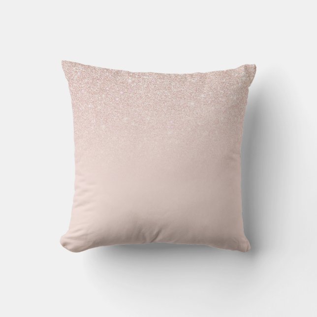 Elegante Girly Rose Gold Pink Glitzer Ombre Kissen (Vorderseite)