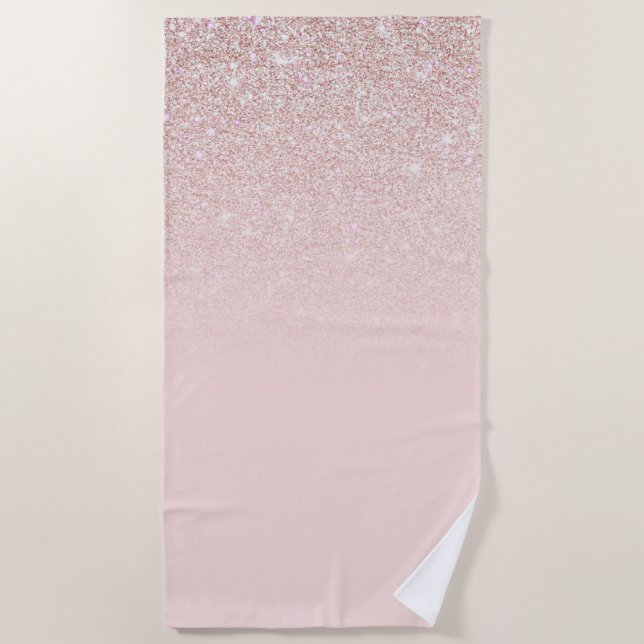 Elegante Girly Rose Gold Pink Glitzer Ombre Strandtuch (Vorderseite)