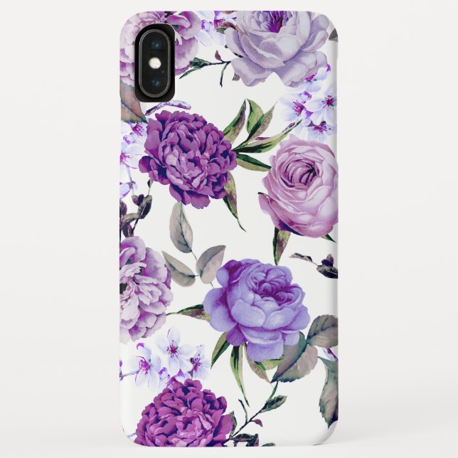Elegante Girly violette lila lila Blumen Case-Mate iPhone Hülle (Rückseite)