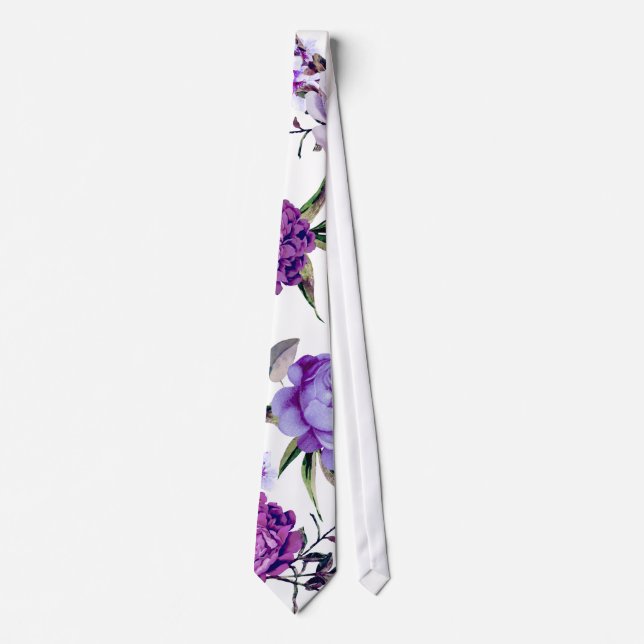Elegante Girly violette lila lila Blumen Krawatte (Vorderseite)