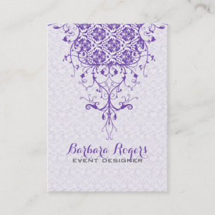 Elegante Girly White & Lila Floral Lace Visitenkarte