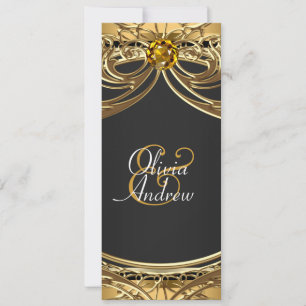 Elegante Glam Black and Gold Wedding Einladung