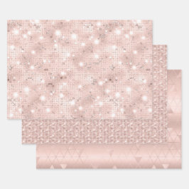 Elegante Glam Girly Blush Pink und Silver Geschenkpapier Set