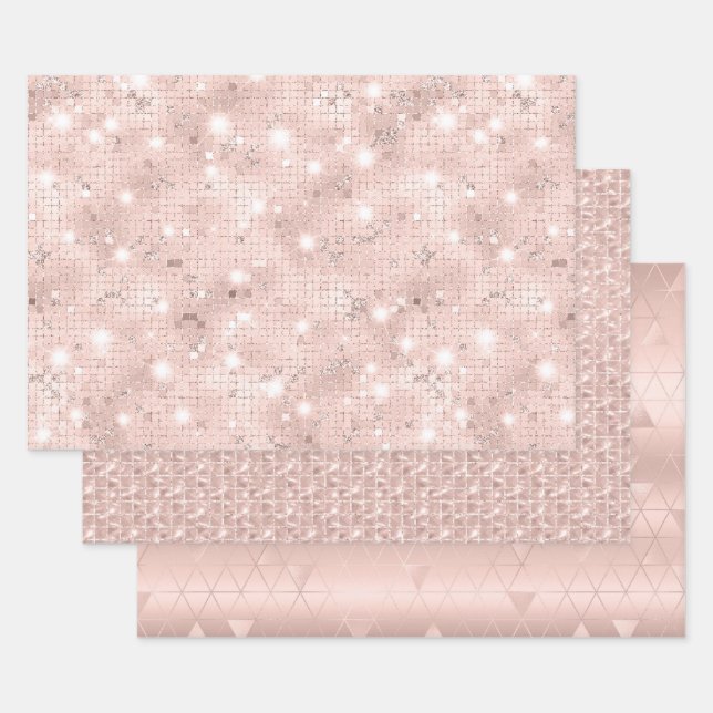 Elegante Glam Girly Blush Pink und Silver Geschenkpapier Set (Set)