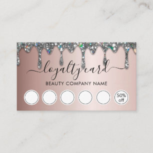 Elegante Glam Imitate Silver Glitzer Tropfens Loya Visitenkarte