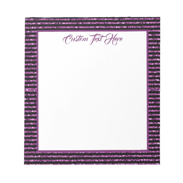 Elegante Glam Lila Glitzer Sparkone Notizblock (Vorderseite)
