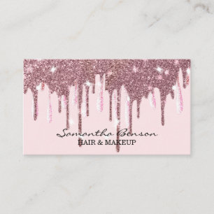 Elegante Glam Make-up Haare rot Rosa Glitzer Tropf Visitenkarte