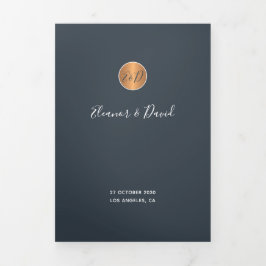 Elegante Glam Marine Kupfer Gold Einladung