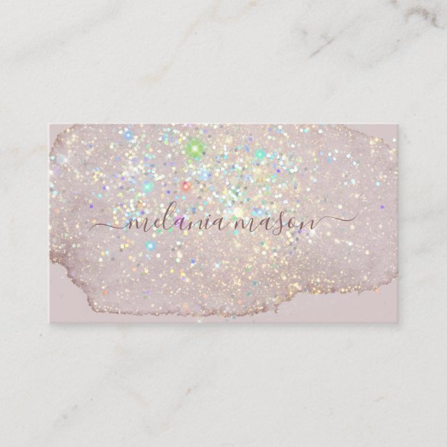 Elegante Glam Rose Gold Glitzer Glitzern Pastel Visitenkarte (Vorderseite)