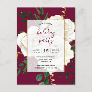 Elegante Glam Vintag White Roses Einladungspostkarte