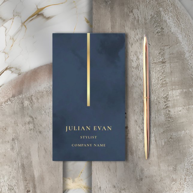 Elegante Glamour Navy Blue Gold Business Card Visitenkarte (Von Creator hochgeladen)