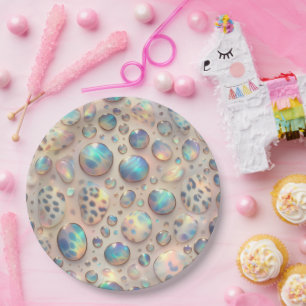 Elegante Glamour Opal Leoparden Druck Papier Telle Pappteller