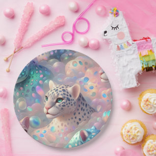 Elegante Glamour Opal Leoparden Druck Papier Telle Pappteller