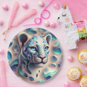 Elegante Glamour Opal Leopardenprint Papier Teller