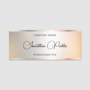 Elegante Glamour Silber Vorlage Benutzerdefinierte Namensschild