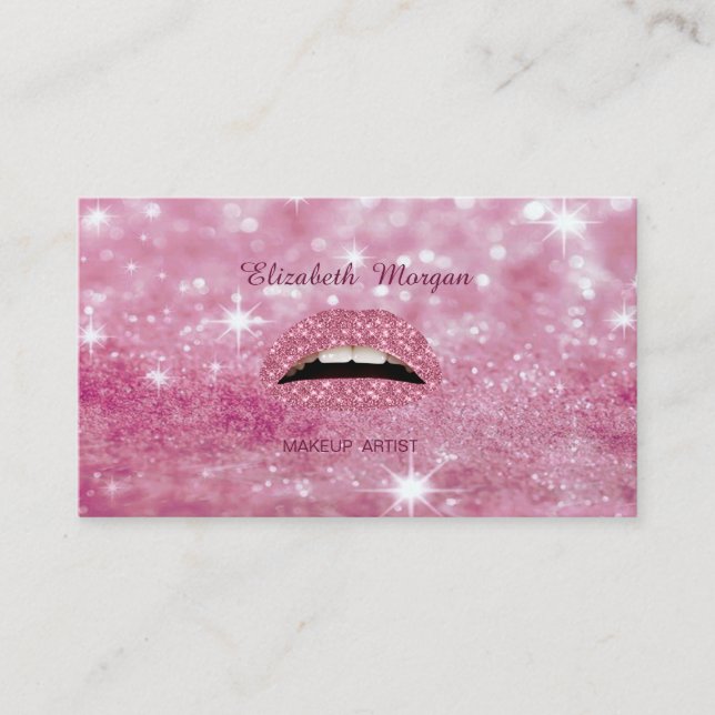 Elegante Glamour Trendy Glittery Bokeh Lips Visitenkarte (Vorderseite)