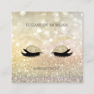 Elegante glamouröse Bokeh-Glitter-Wimpern-Attrappe Quadratische Visitenkarte