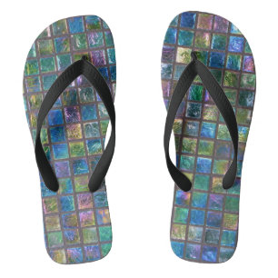 Elegante glänzende Aqua-Glas-Fliesen Flip Flops