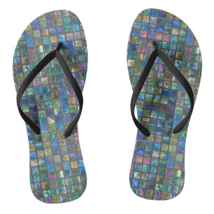 Elegante glänzende Aqua-Glas-Fliesen Flip Flops