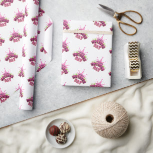 Elegante glänzende rosa Königinnenkrone Frohen Mut Geschenkpapier