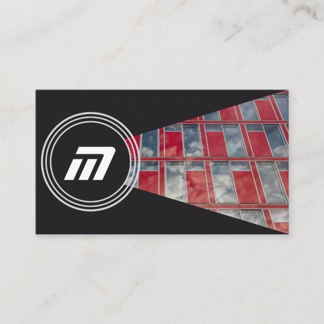 Elegante Glasfassade mit Monogramm-Bio Architektur Visitenkarte (Vorderseite)