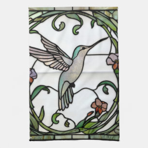 Elegante Glasmalerei im Jugendstil mit Kolibri Geschirrtuch