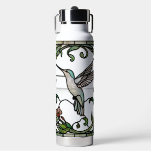 Elegante Glasmalerei im Jugendstil mit Kolibri Trinkflasche