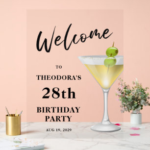Elegante Glass Birthday Party Acrylschild