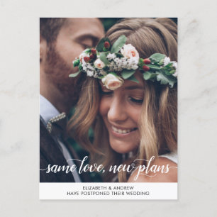 Elegante gleiche Liebe Neue Pläne Änderung Datum F Ankündigungspostkarte