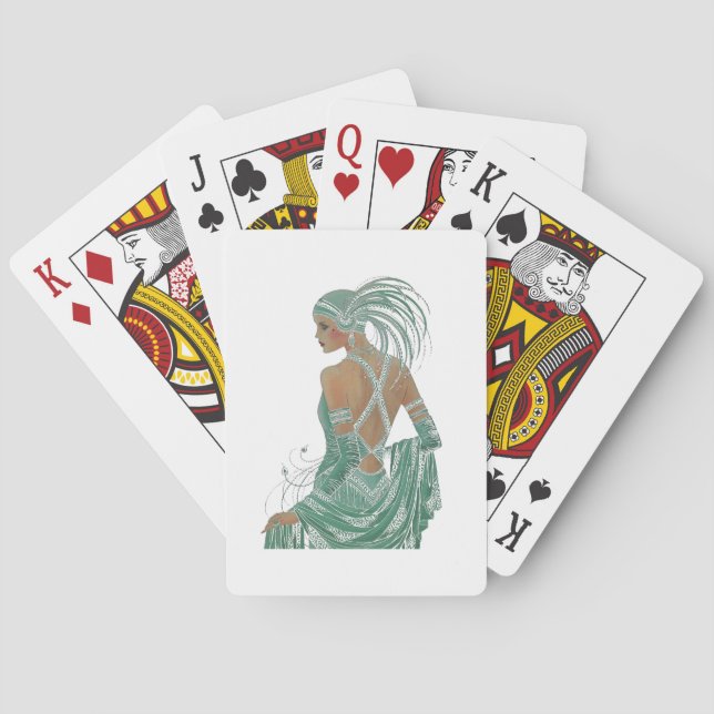 Elegante Glimpen: Grünes, rücksichtsloses Kleidung Spielkarten (Rückseite)