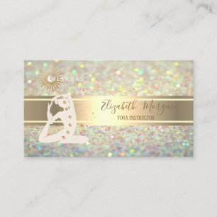 Elegante Glitter-Bokeh, Goldstreifen-Yoga-Silhouet Visitenkarte