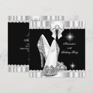 Elegante Glitter Glamour High Heels Silber Schwarz Einladung