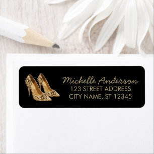 Elegante Glitter Gold Absatze Rücksendeadresse    