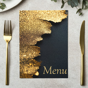 Elegante Glitter Gold- und Schwarz Menükarte