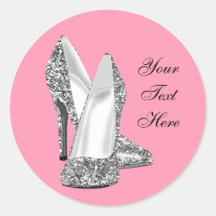 Elegante Glitter-Pink-High-Heel-Schuhaufkleber Runder Aufkleber