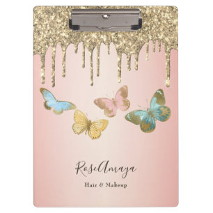 Elegante Glitter Schmetterlinge Personalisiert Klemmbrett